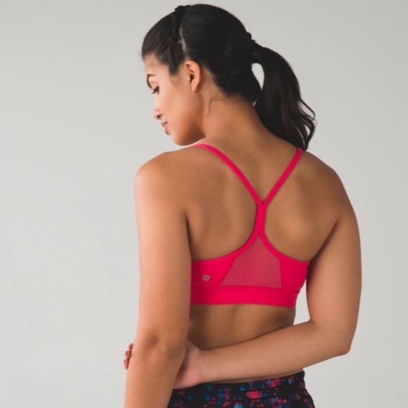 Excellent condition Lululemon Flow Y bra Pink Guava hot pink color Size:2 - Picture 4 of 9